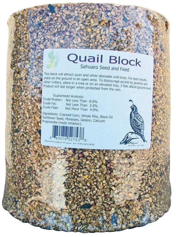 Sahuaro Seed Quail Block Assorted Species Milo and Corn Bird Food Block 21 lb