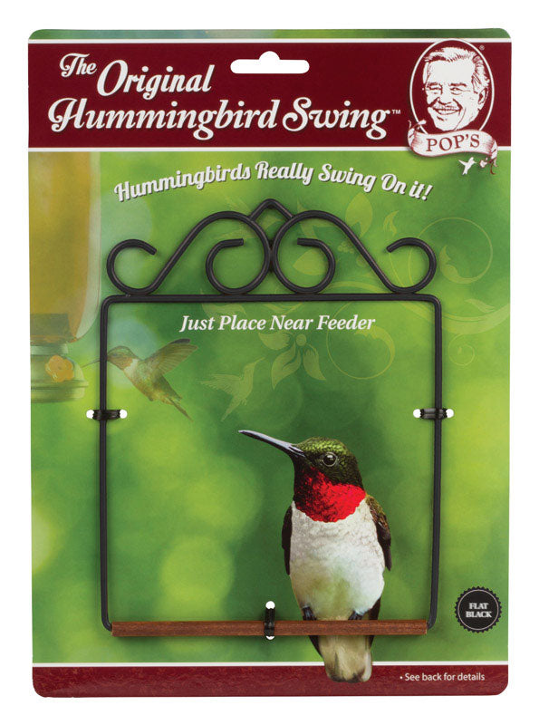 Pop's Powder Coated Wire & Birch Stained Dowel Hummingbird Swing 6.5 H x 5.25 W x 0.25 D in.