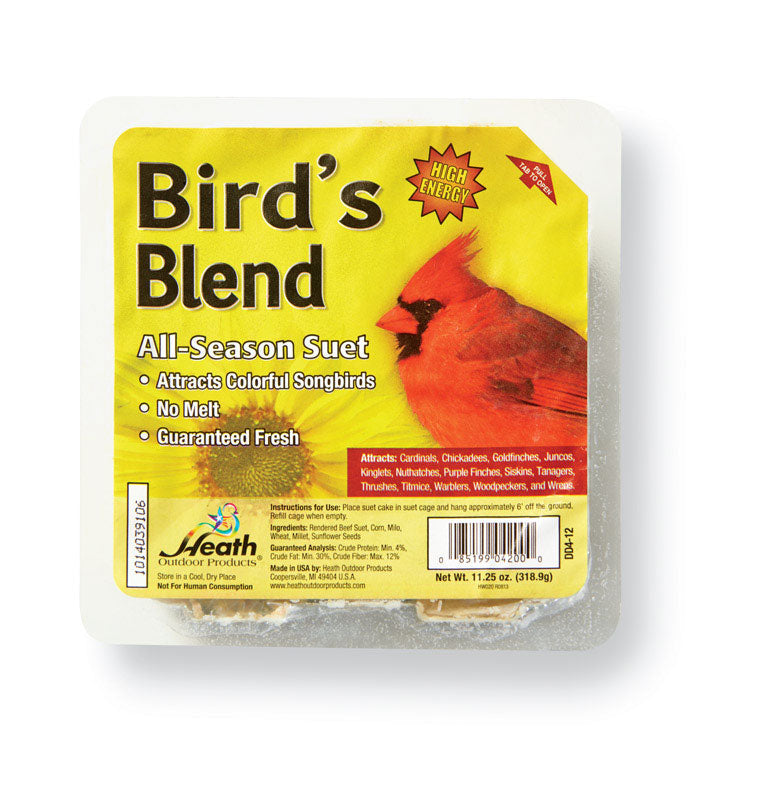 Heath Bird's Blend Songbird Suet Beef Suet 11.25 oz. (Pack of 12)