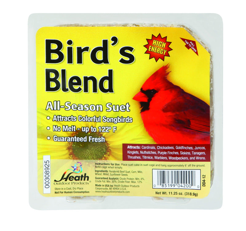 Heath Bird's Blend Songbird Suet Beef Suet 11.25 oz. (Pack of 12)