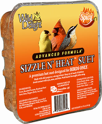 Wild Delight Sizzle N Heat Songbird Wild Bird Food Beef Suet 11.75 oz. (Pack of 12)