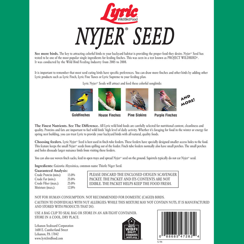 Lyric Finch Nyjer Seed Wild Bird Food 10 lb