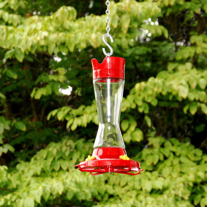 Perky-Pet Hummingbird 16 oz Glass/Plastic Pinch Waist Nectar Feeder 4 ports