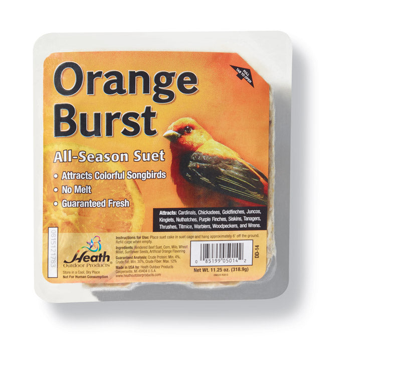 Heath Orange Burst Songbird Suet Beef Suet 11.25 oz. (Pack of 12)